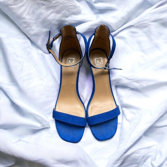 Women’s Blue Suede Strappy Heeled Sandals Formalwear sz 8 - Picture 2 of 5